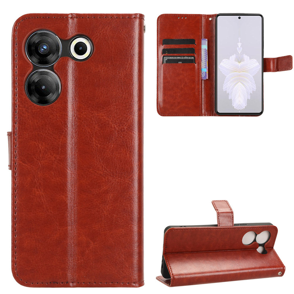 For Tecno Camon 20 Pro 5G CK8n Shockproof Leather Wallet Case Crazy Horse Texture Phone Cover with Stand