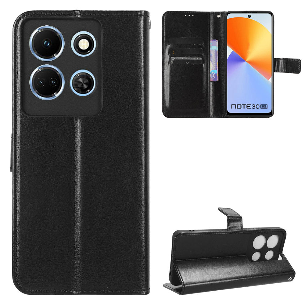 For Infinix Note 30 5G X6711 Crazy Horse Texture Phone Case PU Leather Flip Stand Wallet Cover