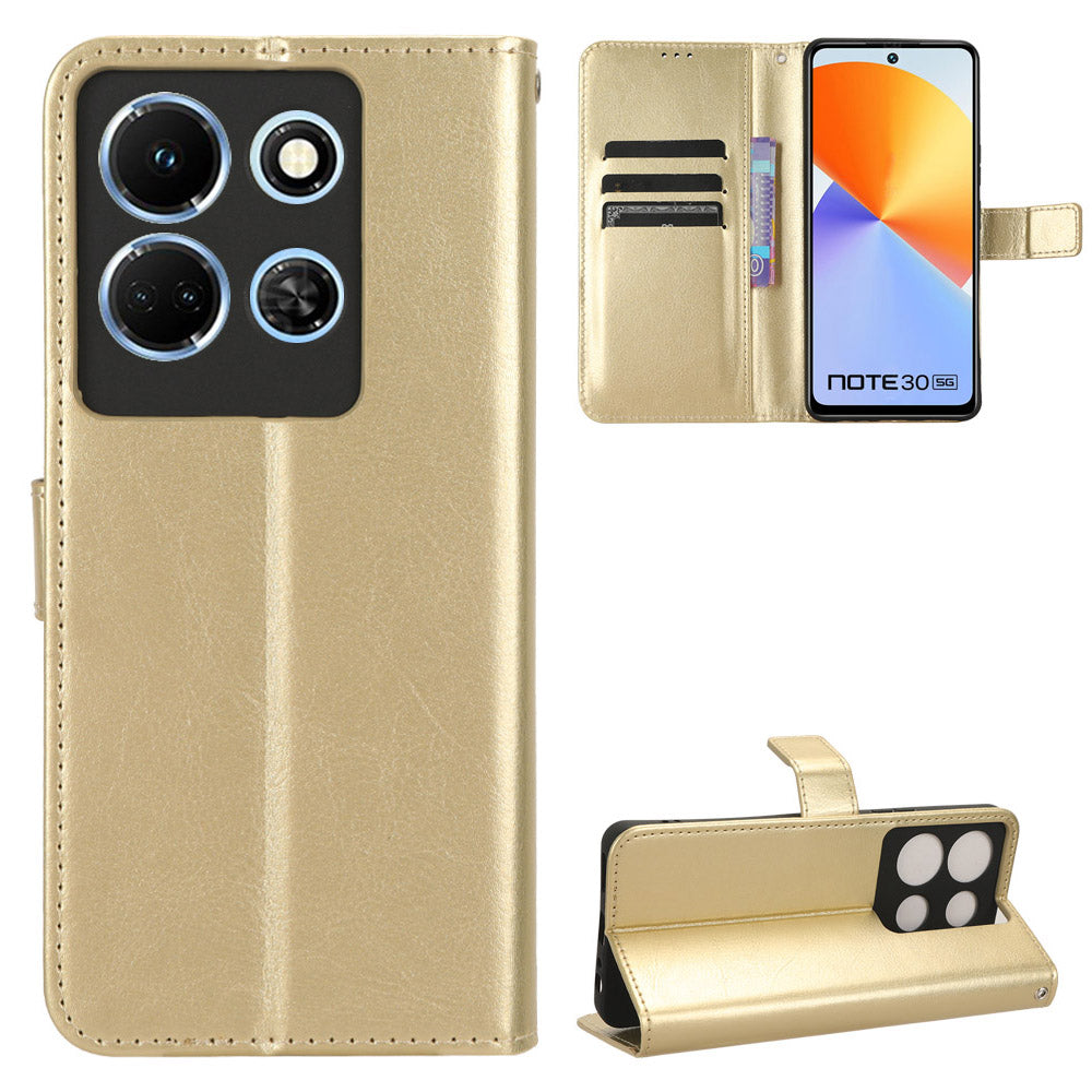 For Infinix Note 30 5G X6711 Crazy Horse Texture Phone Case PU Leather Flip Stand Wallet Cover