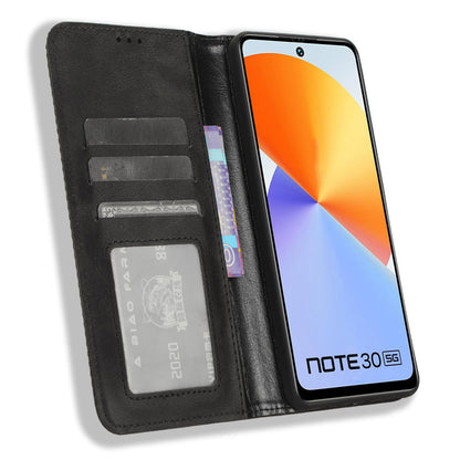 For Infinix Note 30 5G X6711 Magnetic Closing Retro Leather Cover Stand Wallet Phone Case