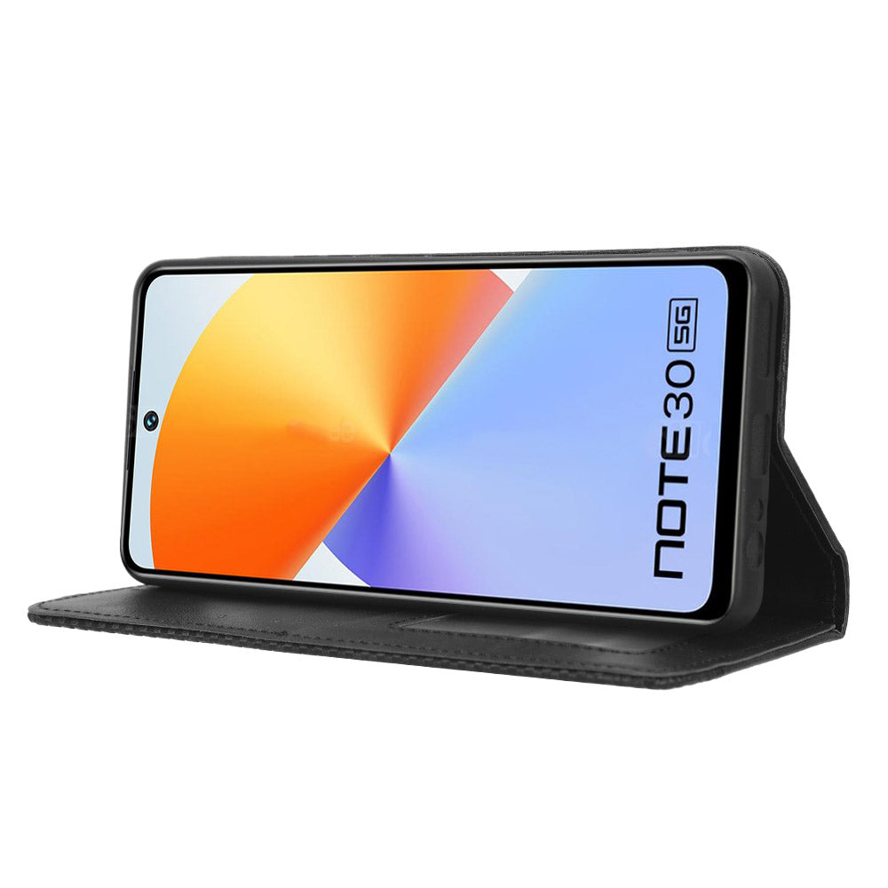 For Infinix Note 30 5G X6711 Magnetic Closing Retro Leather Cover Stand Wallet Phone Case