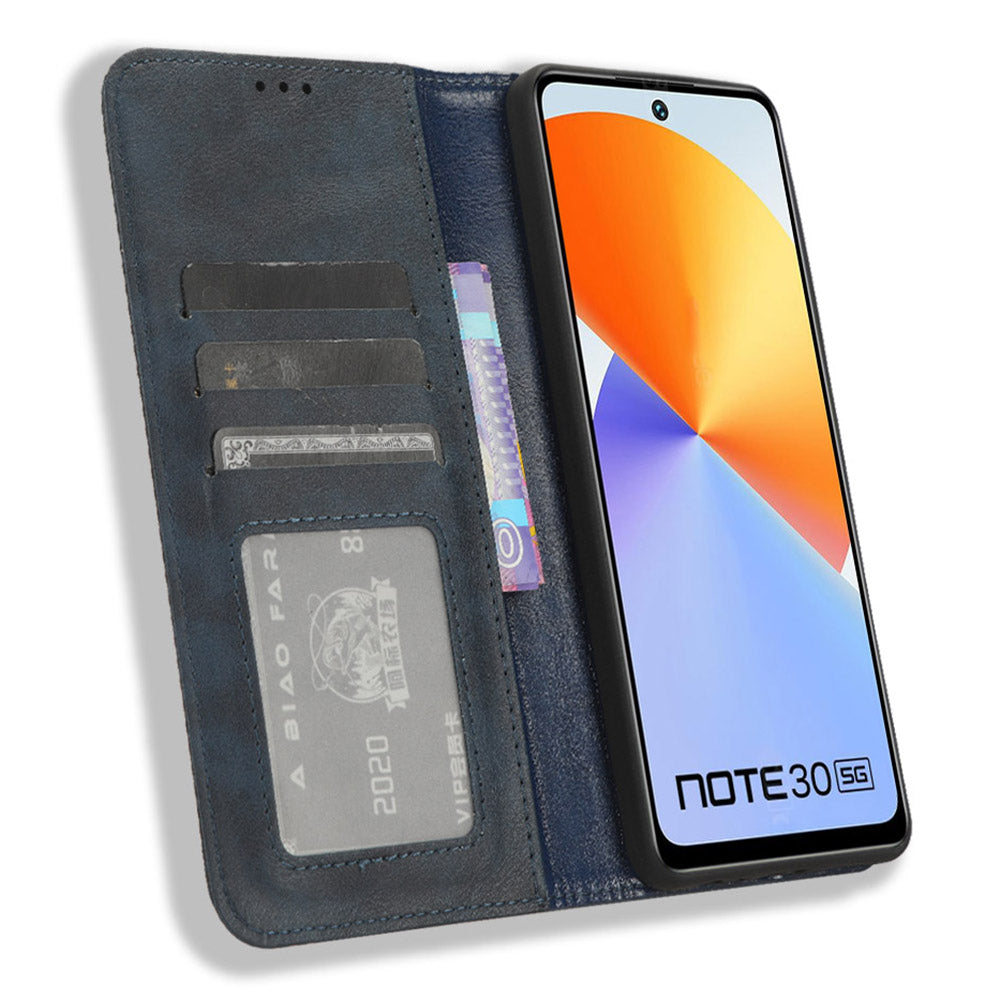 For Infinix Note 30 5G X6711 Magnetic Closing Retro Leather Cover Stand Wallet Phone Case