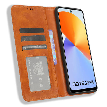 For Infinix Note 30 5G X6711 Magnetic Closing Retro Leather Cover Stand Wallet Phone Case