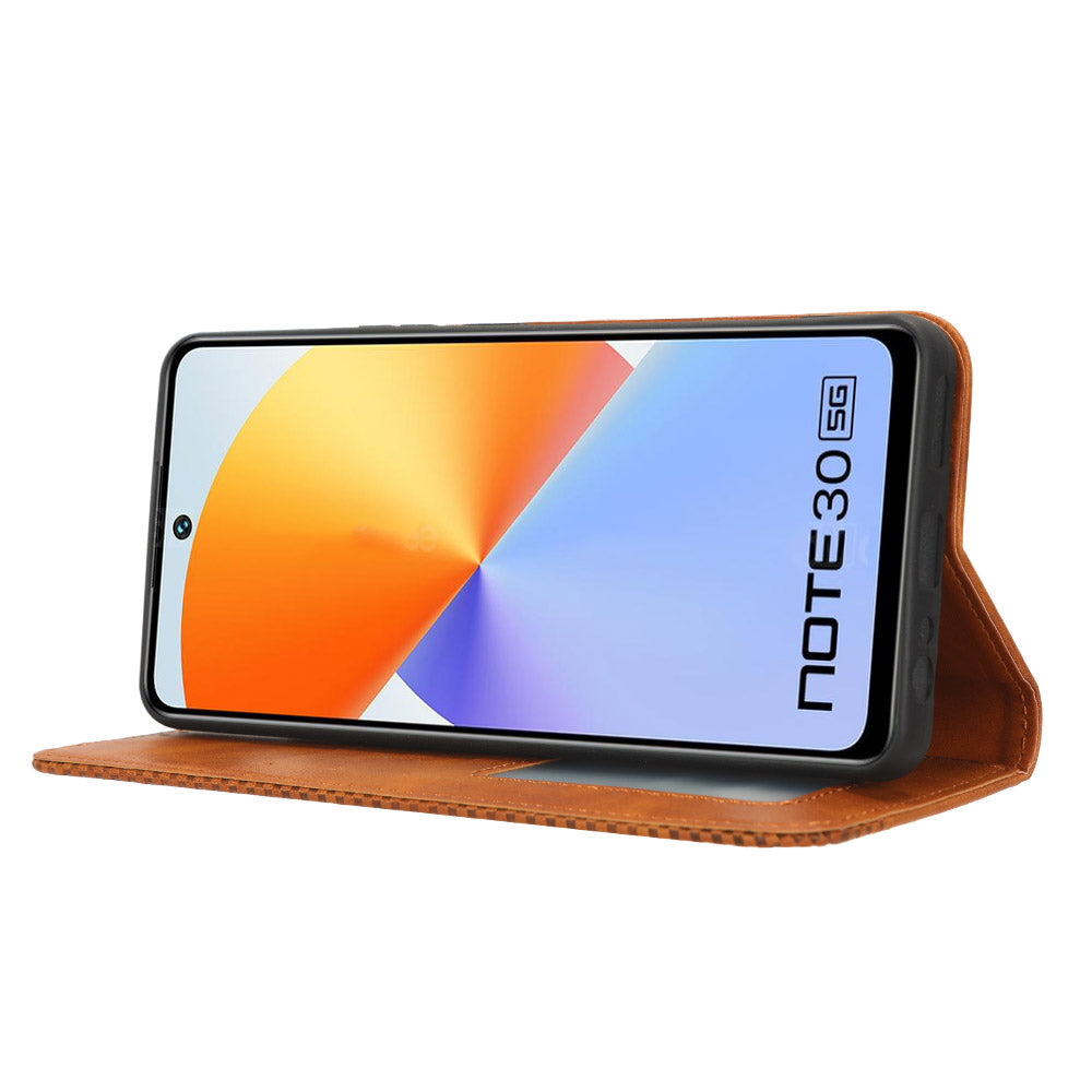 For Infinix Note 30 5G X6711 Magnetic Closing Retro Leather Cover Stand Wallet Phone Case
