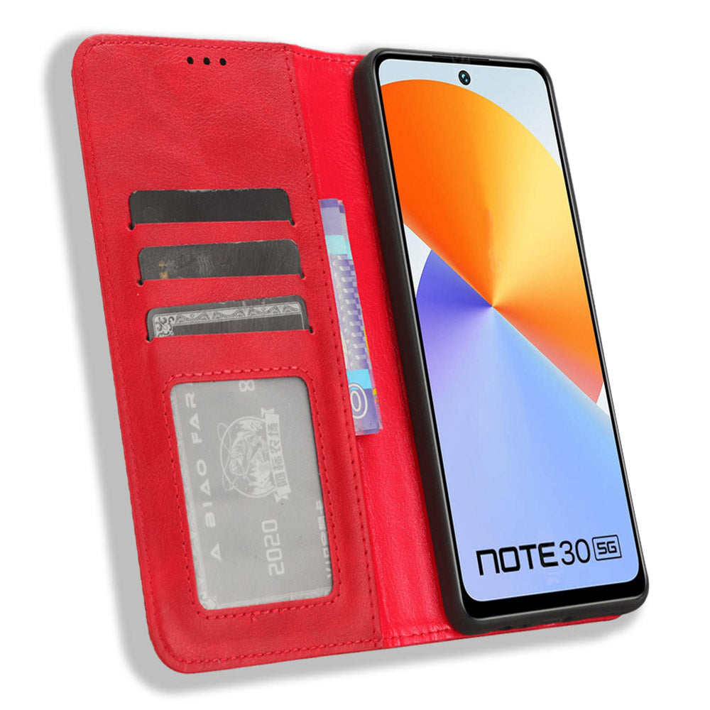 For Infinix Note 30 5G X6711 Magnetic Closing Retro Leather Cover Stand Wallet Phone Case