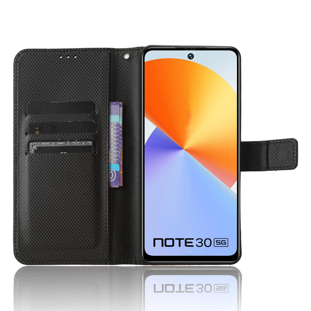 For Infinix Note 30 5G X6711 PU Leather Wallet Phone Case Diamond Texture Phone Stand Cover