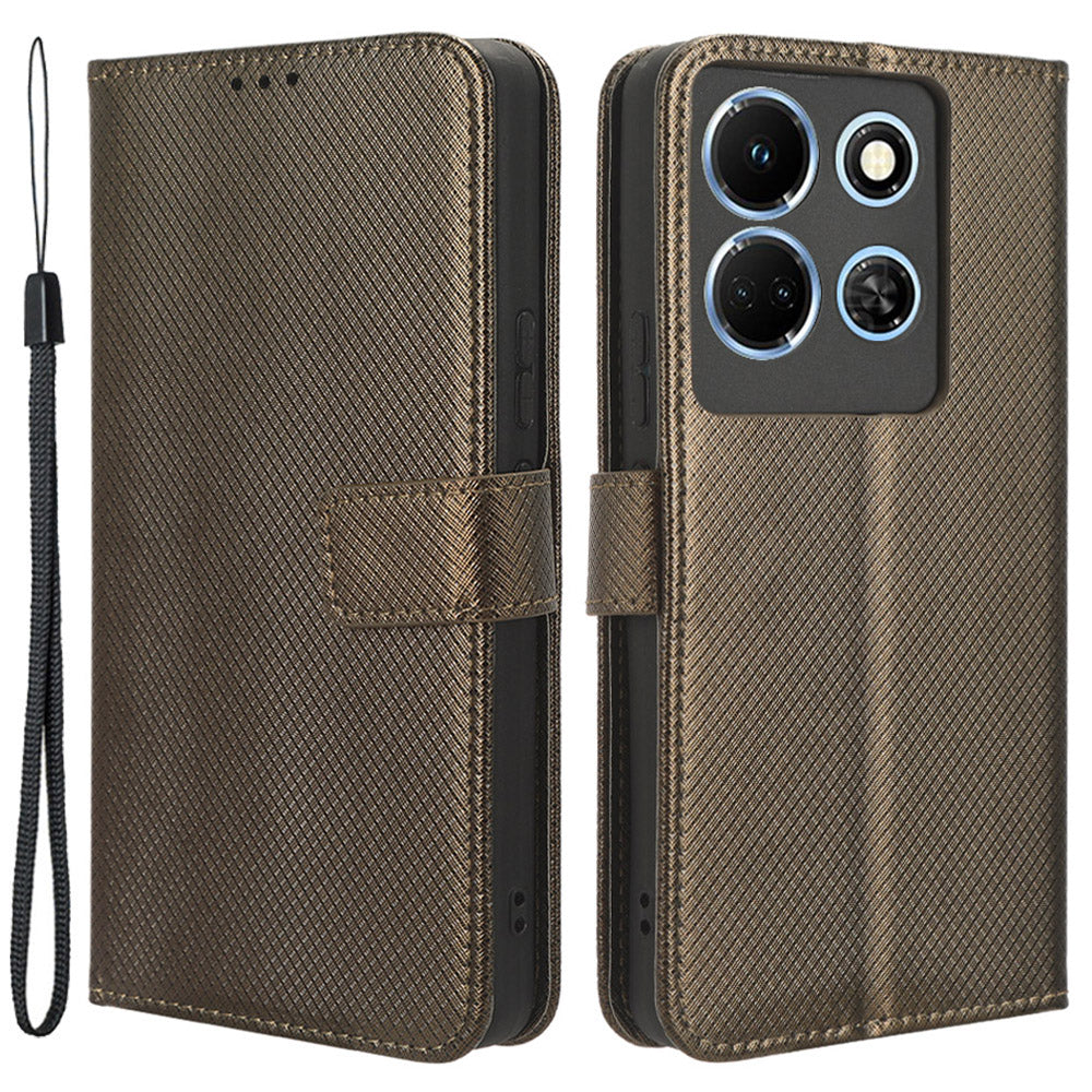 For Infinix Note 30 5G X6711 PU Leather Wallet Phone Case Diamond Texture Phone Stand Cover