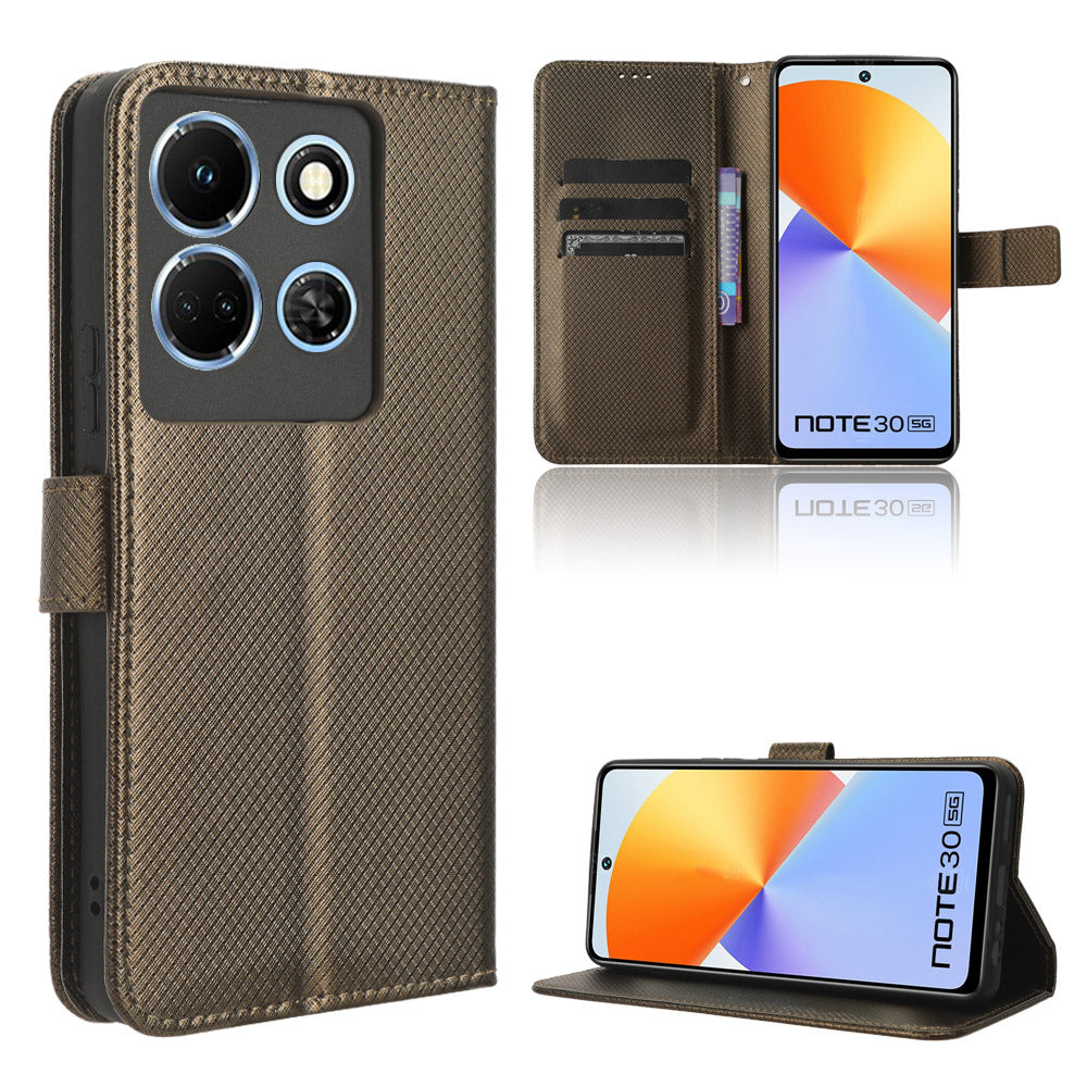For Infinix Note 30 5G X6711 PU Leather Wallet Phone Case Diamond Texture Phone Stand Cover