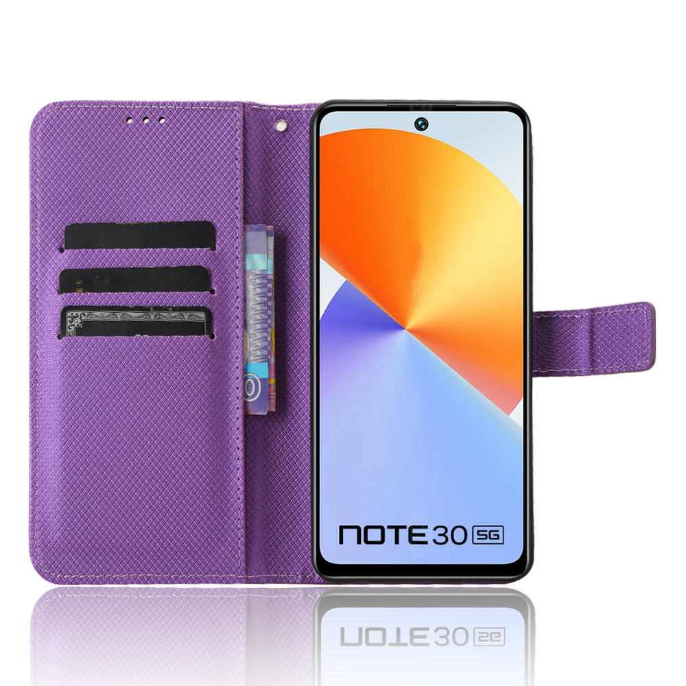 For Infinix Note 30 5G X6711 PU Leather Wallet Phone Case Diamond Texture Phone Stand Cover