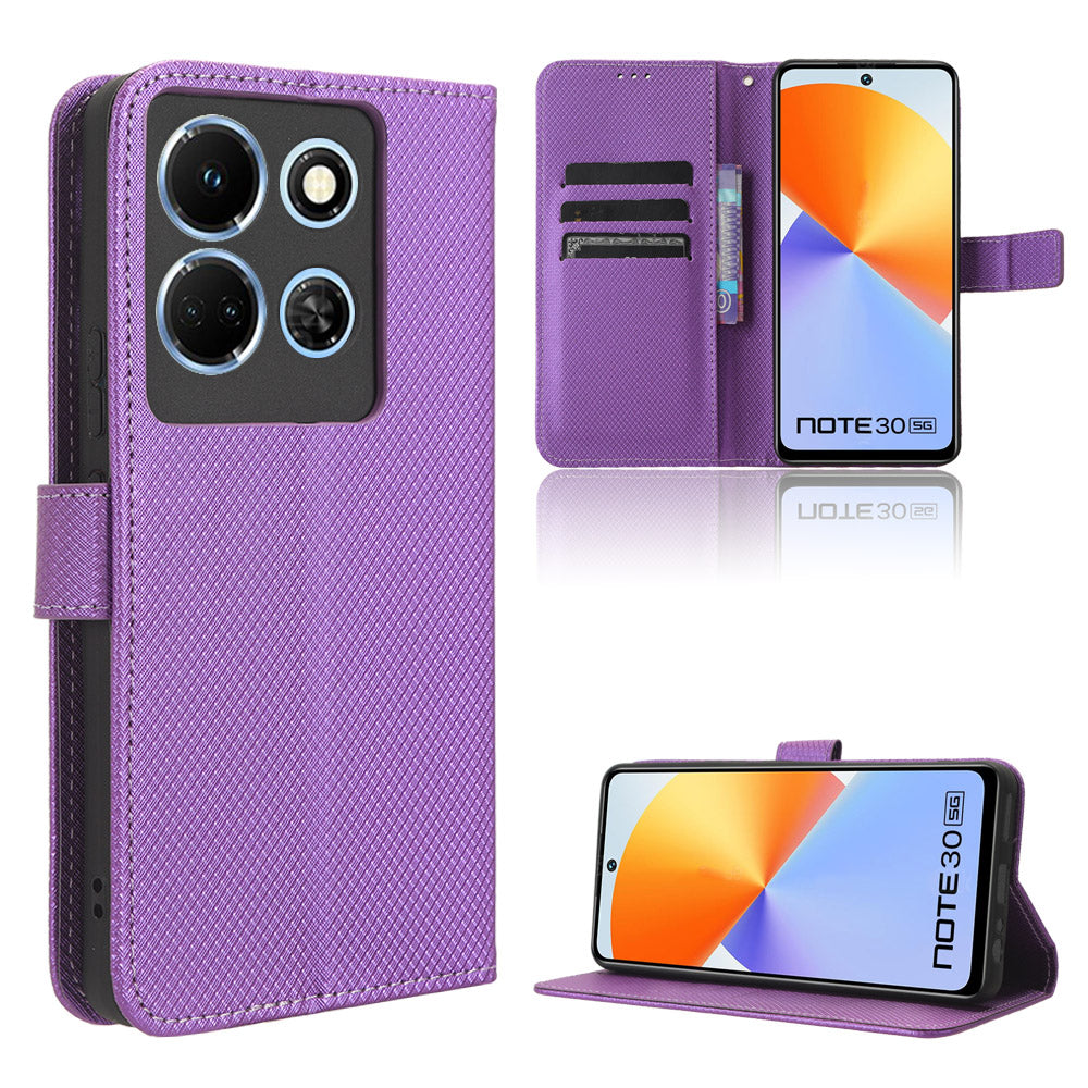 For Infinix Note 30 5G X6711 PU Leather Wallet Phone Case Diamond Texture Phone Stand Cover