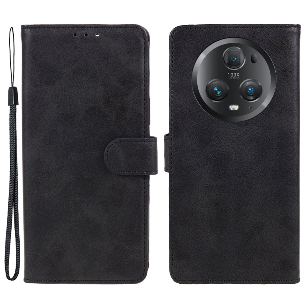 For Honor Magic5 Pro Calf Texture Shockproof Phone Case Leather Wallet Stand Cover