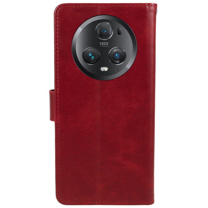 For Honor Magic5 Pro Calf Texture Shockproof Phone Case Leather Wallet Stand Cover