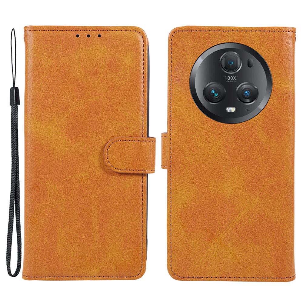 For Honor Magic5 Pro Calf Texture Shockproof Phone Case Leather Wallet Stand Cover