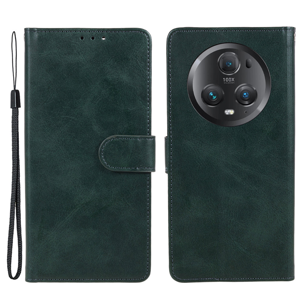 For Honor Magic5 Pro Calf Texture Shockproof Phone Case Leather Wallet Stand Cover
