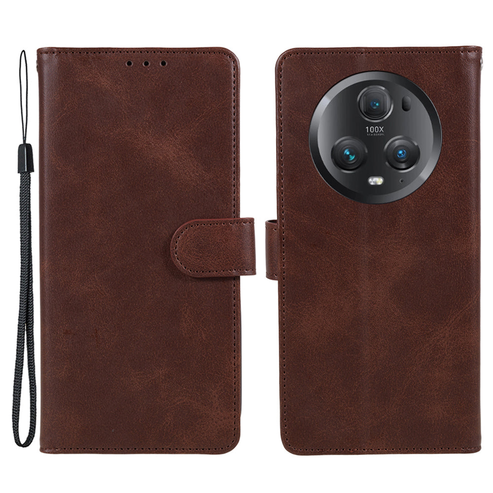 For Honor Magic5 Pro Calf Texture Shockproof Phone Case Leather Wallet Stand Cover