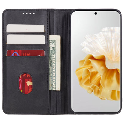 For Huawei P60 / P60 Pro Calf Texture PU Leather Case Business Style Wallet Stand Phone Cover