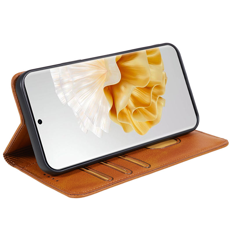 For Huawei P60 / P60 Pro Calf Texture PU Leather Case Business Style Wallet Stand Phone Cover