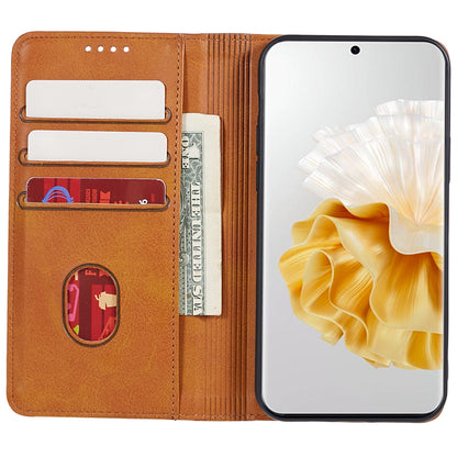 For Huawei P60 / P60 Pro Calf Texture PU Leather Case Business Style Wallet Stand Phone Cover