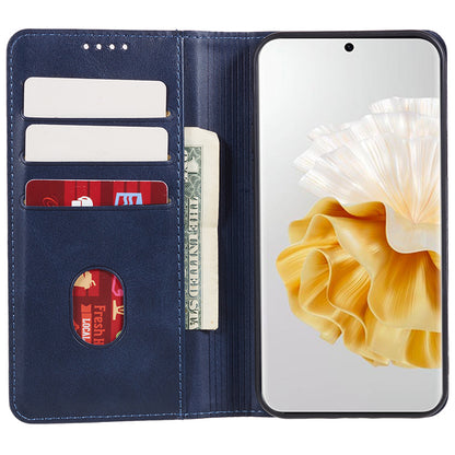 For Huawei P60 / P60 Pro Calf Texture PU Leather Case Business Style Wallet Stand Phone Cover