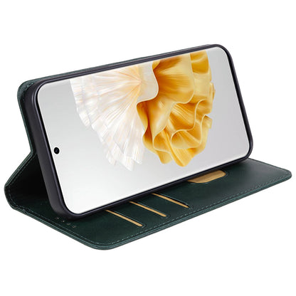 For Huawei P60 / P60 Pro Calf Texture PU Leather Case Business Style Wallet Stand Phone Cover