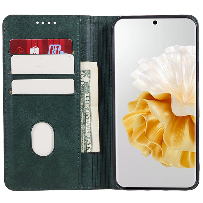 For Huawei P60 / P60 Pro Calf Texture PU Leather Case Business Style Wallet Stand Phone Cover