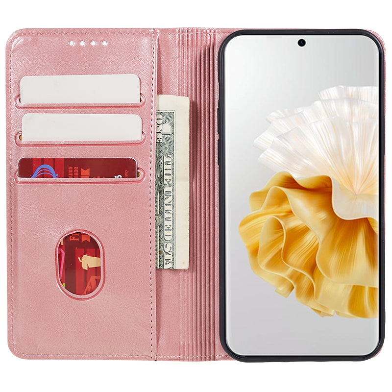 For Huawei P60 / P60 Pro Calf Texture PU Leather Case Business Style Wallet Stand Phone Cover