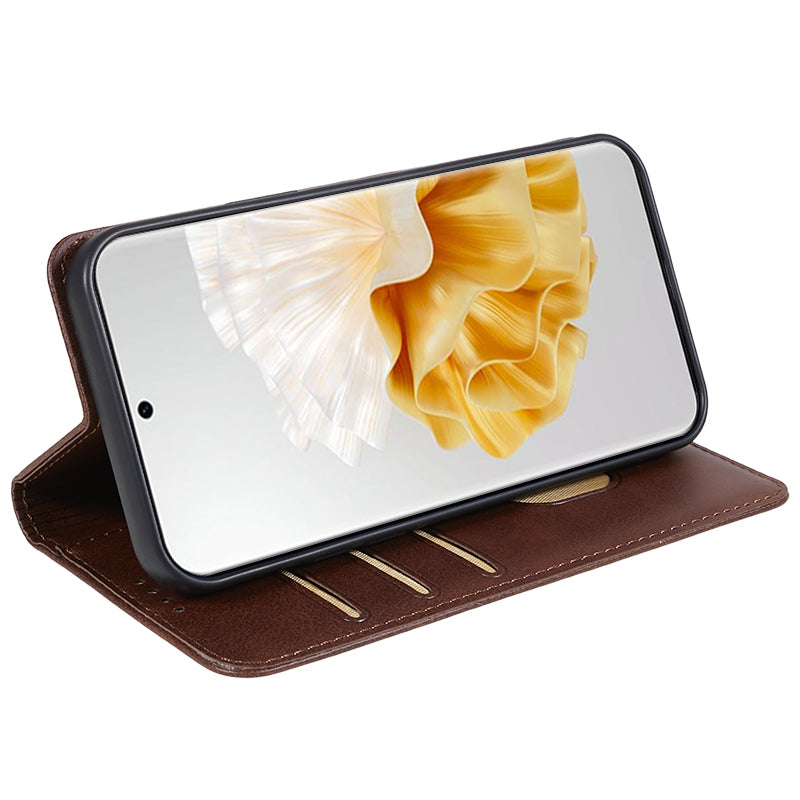 For Huawei P60 / P60 Pro Calf Texture PU Leather Case Business Style Wallet Stand Phone Cover