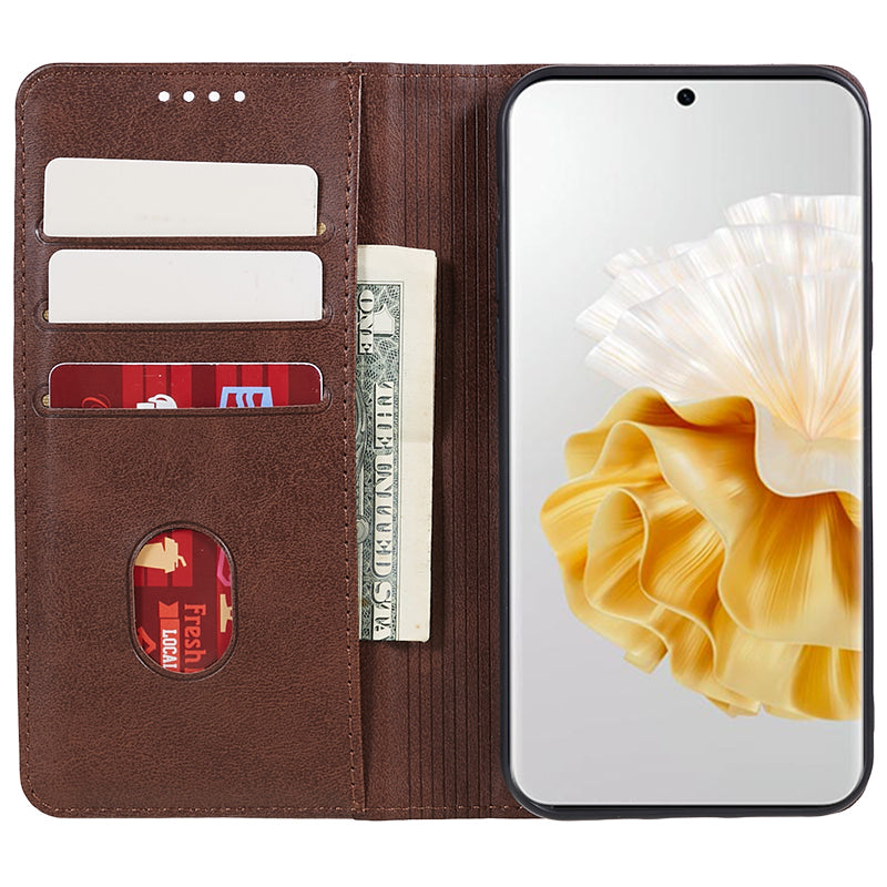 For Huawei P60 / P60 Pro Calf Texture PU Leather Case Business Style Wallet Stand Phone Cover