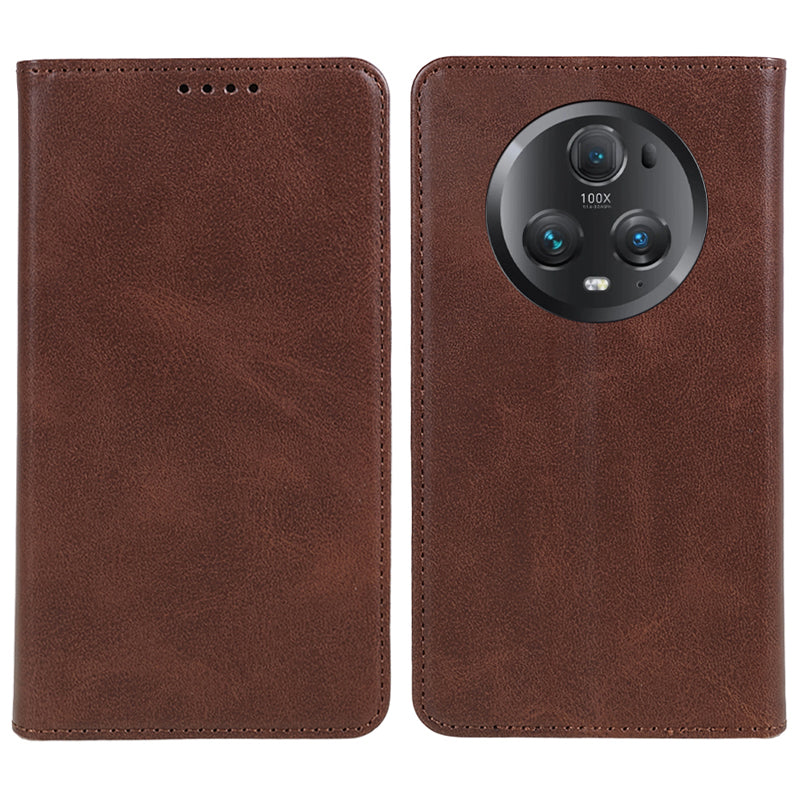 For Honor Magic5 Pro Calf Texture Shockproof PU Leather Cover Flip Stand Wallet Phone Case