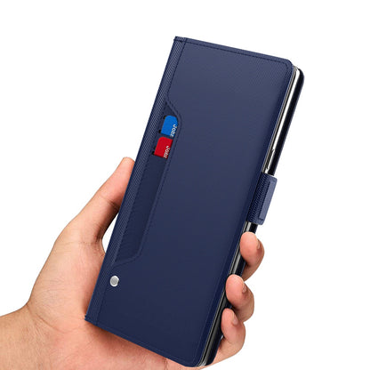 For Samsung Galaxy A12 Mirror Design PU Leather + TPU Stand Case Card Holder Mobile Phone Cover