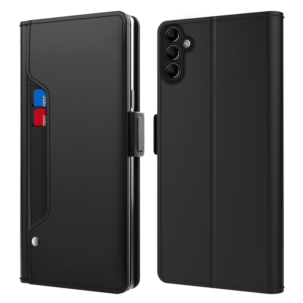 For Samsung Galaxy M54 5G / F54 5G Anti-scratch PU Leather Stand Case Mirror Design Card Holder Phone Cover