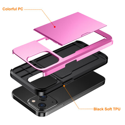 Card Holder Phone Case for iPhone 15 Plus , TPU + PC Dual Layer Anti-drop Phone Cover