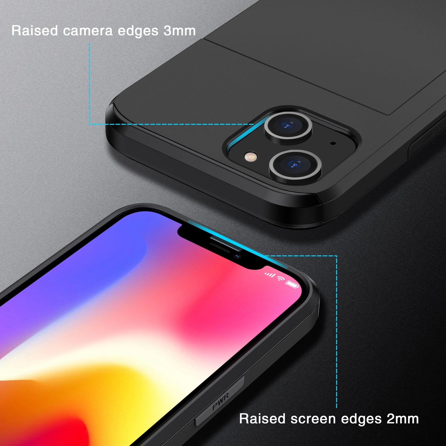 Card Holder Phone Case for iPhone 15 Plus , TPU + PC Dual Layer Anti-drop Phone Cover