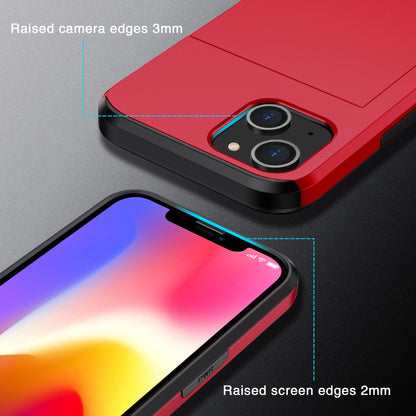 Card Holder Phone Case for iPhone 15 Plus , TPU + PC Dual Layer Anti-drop Phone Cover