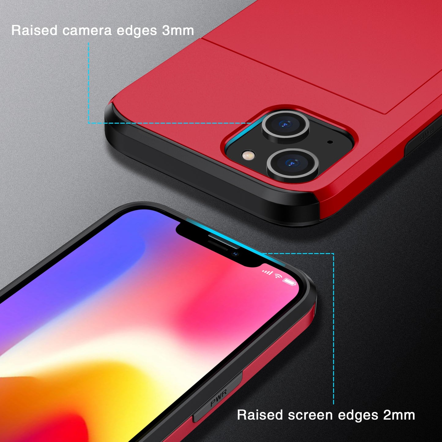 Slide Card Holder Protective Phone Case for iPhone 15 , TPU + PC Drop-proof Cell Phone Cover