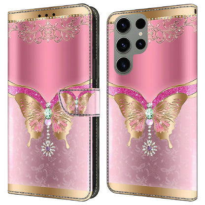 For Samsung Galaxy S23 Ultra 3D Pattern Phone Case PU Leather Wallet Stand Cover