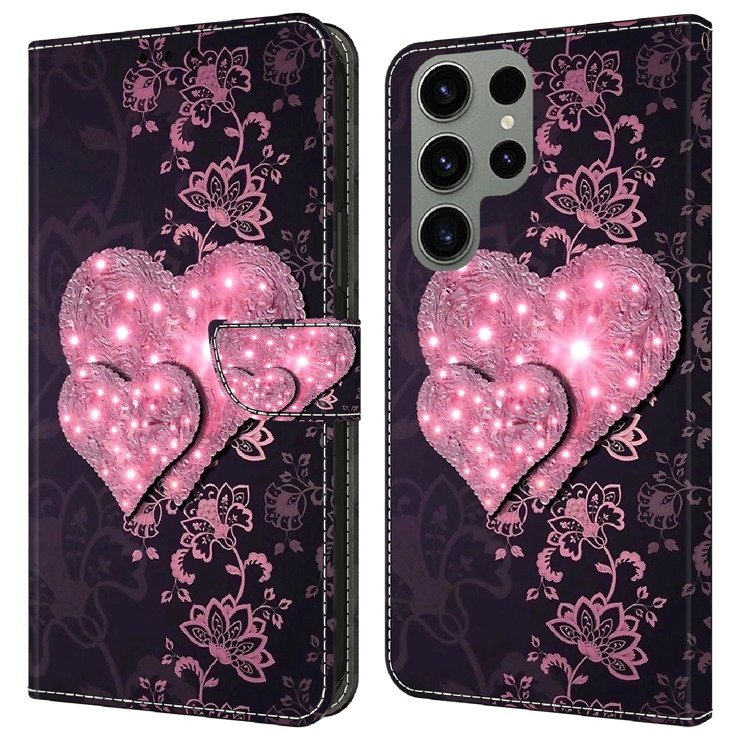 For Samsung Galaxy S23 Ultra 3D Pattern Phone Case PU Leather Wallet Stand Cover