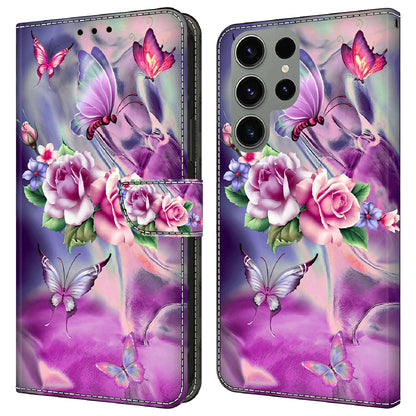 For Samsung Galaxy S23 Ultra 3D Pattern Phone Case PU Leather Wallet Stand Cover