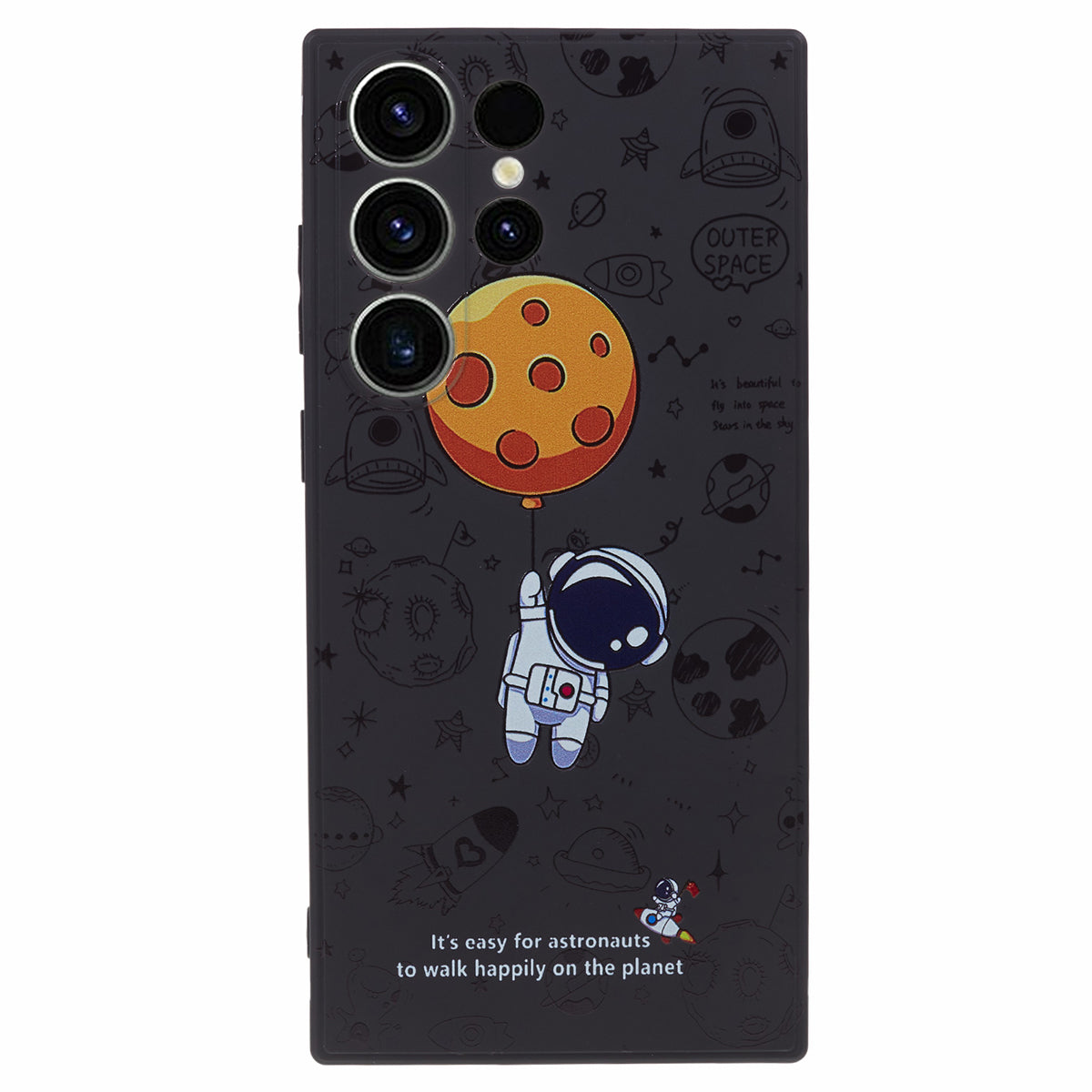 For Samsung Galaxy S23 Ultra Cartoon Astronaut Pattern Soft TPU Case Precise Cutout Phone Cover