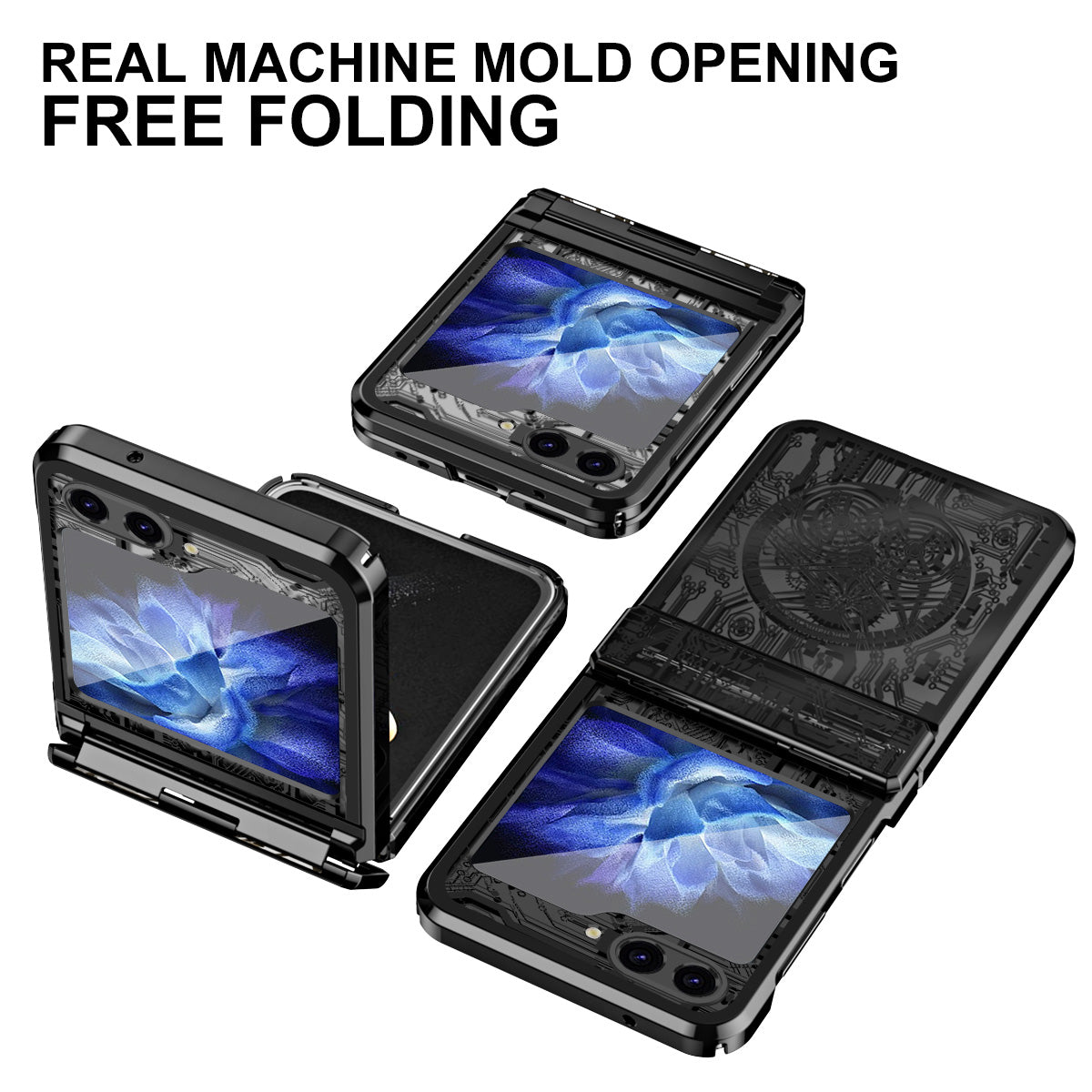 Mechanical Legend Series Hard PC Case for Samsung Galaxy Z Flip5 5G Protective Phone Case Electroplating Cover