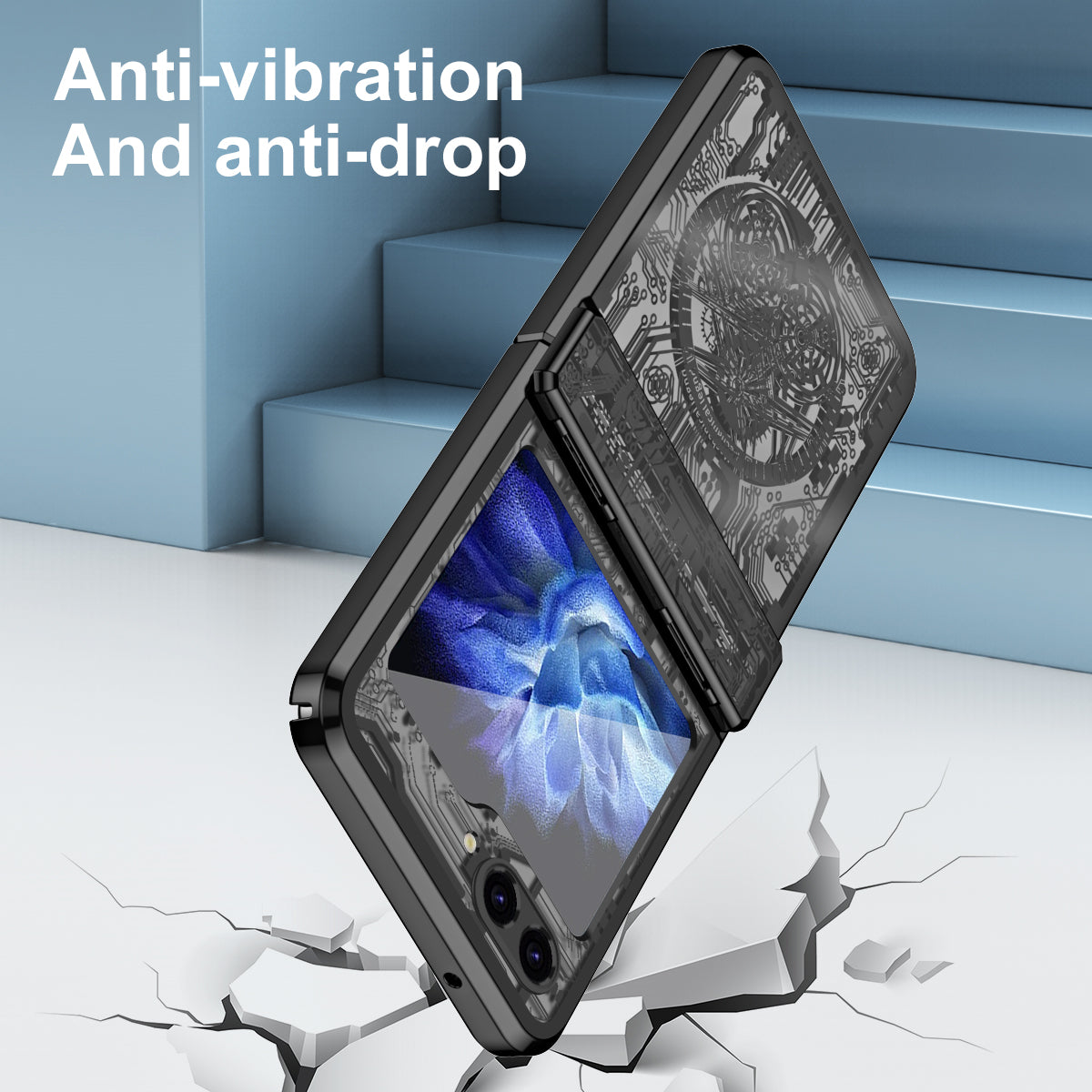 Mechanical Legend Series Hard PC Case for Samsung Galaxy Z Flip5 5G Protective Phone Case Electroplating Cover