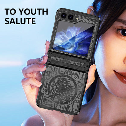 Mechanical Legend Series Hard PC Case for Samsung Galaxy Z Flip5 5G Protective Phone Case Electroplating Cover