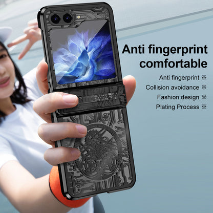 Mechanical Legend Series Hard PC Case for Samsung Galaxy Z Flip5 5G Protective Phone Case Electroplating Cover