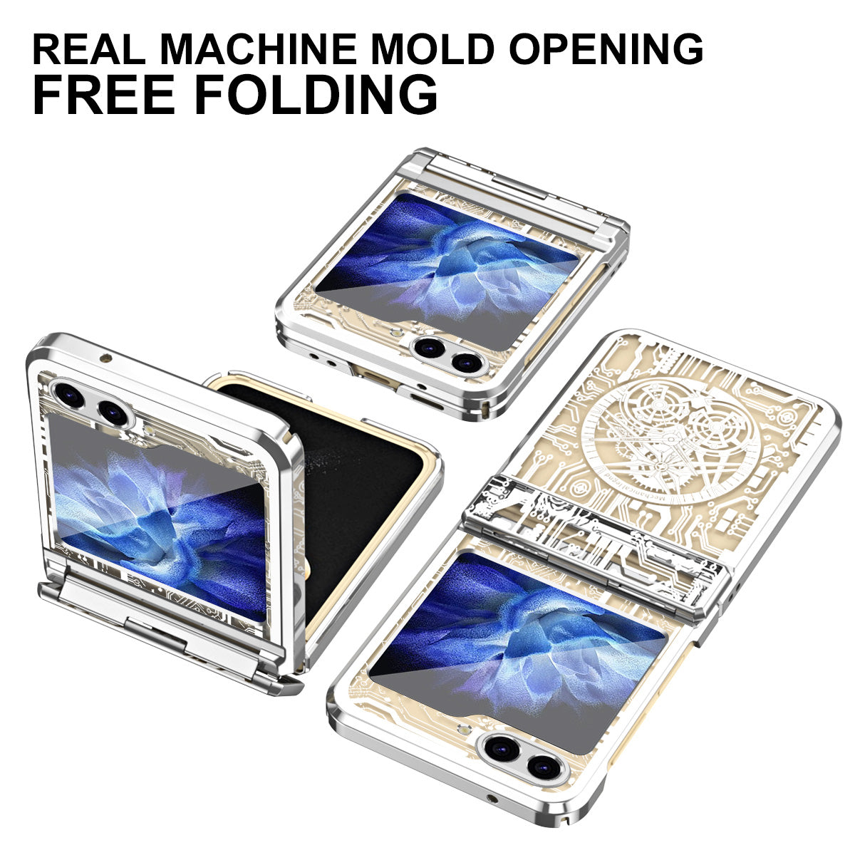 Mechanical Legend Series Hard PC Case for Samsung Galaxy Z Flip5 5G Protective Phone Case Electroplating Cover