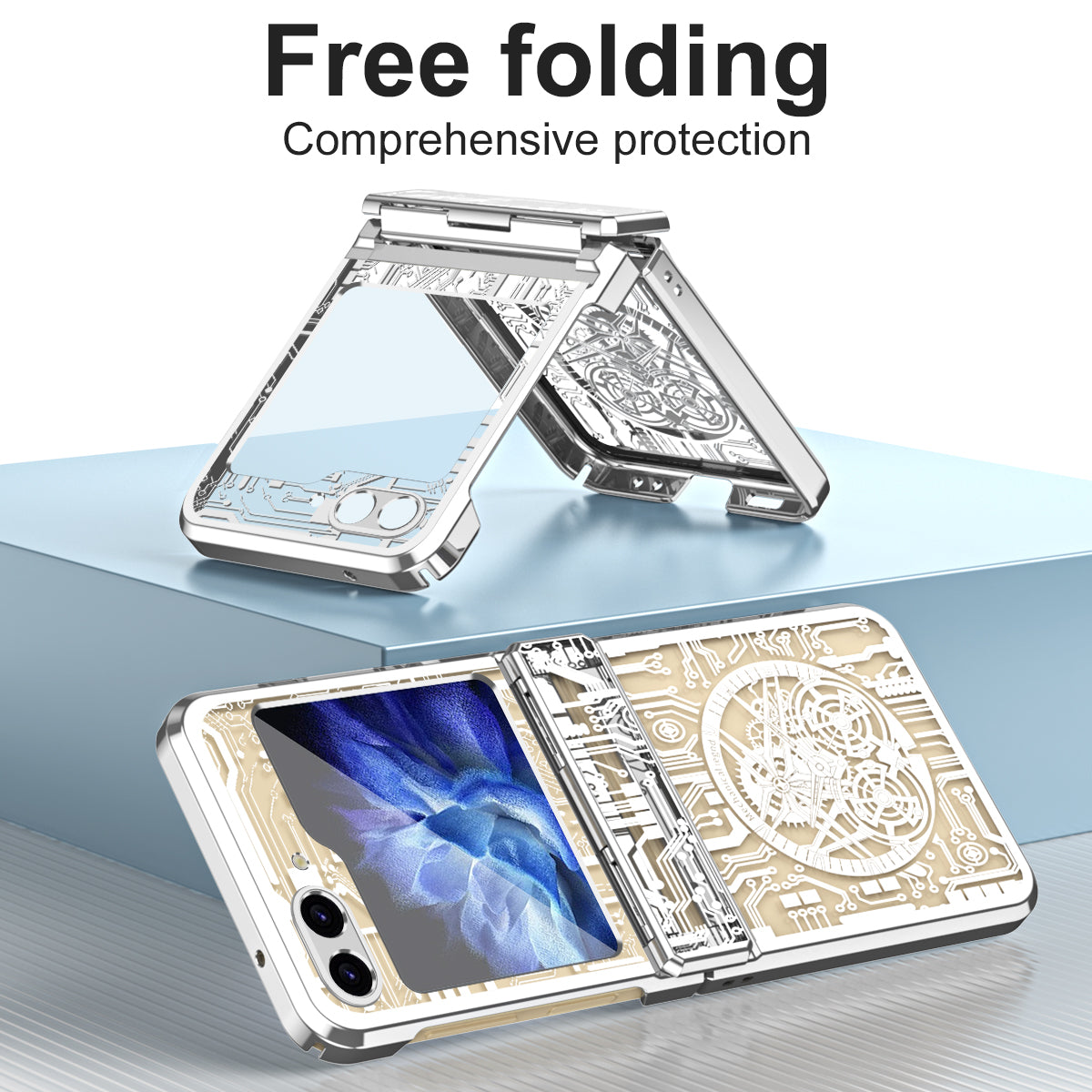Mechanical Legend Series Hard PC Case for Samsung Galaxy Z Flip5 5G Protective Phone Case Electroplating Cover