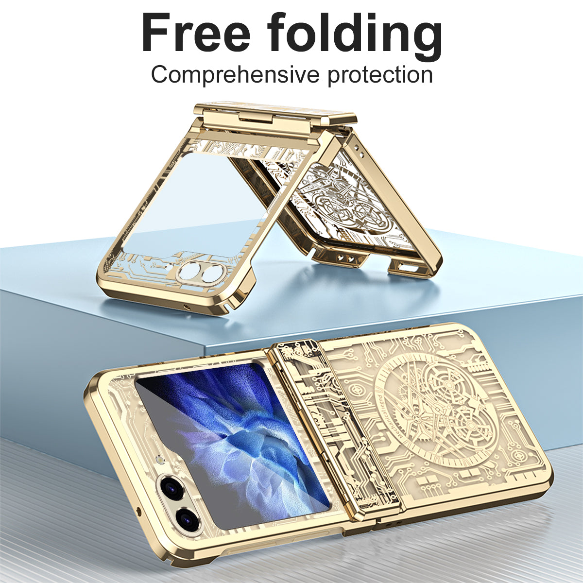 Mechanical Legend Series Hard PC Case for Samsung Galaxy Z Flip5 5G Protective Phone Case Electroplating Cover