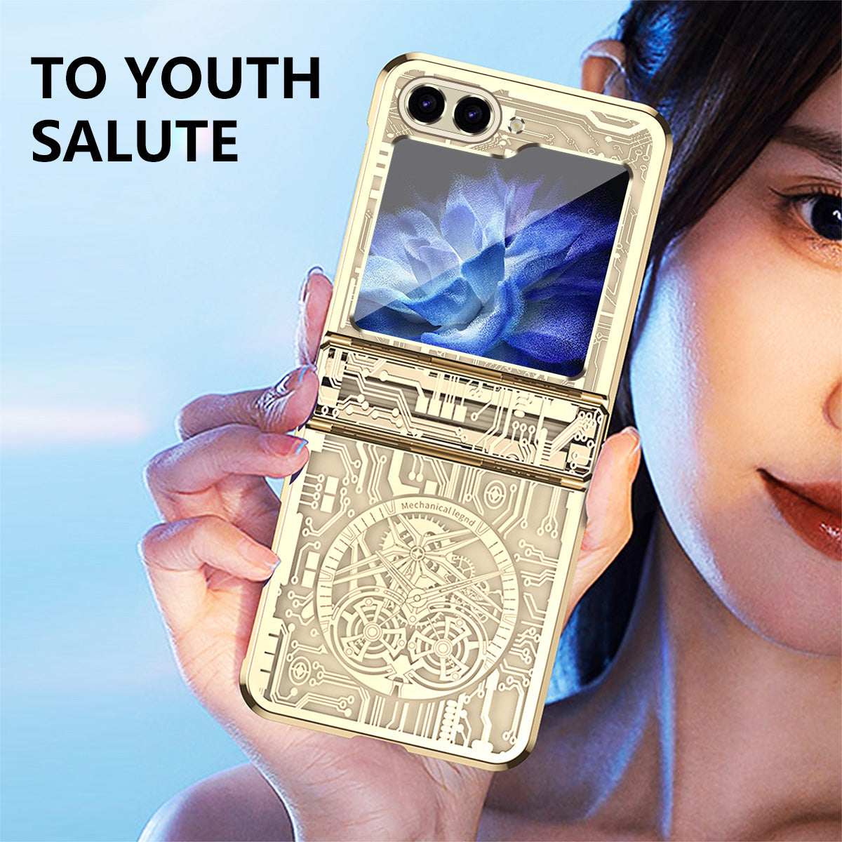 Mechanical Legend Series Hard PC Case for Samsung Galaxy Z Flip5 5G Protective Phone Case Electroplating Cover