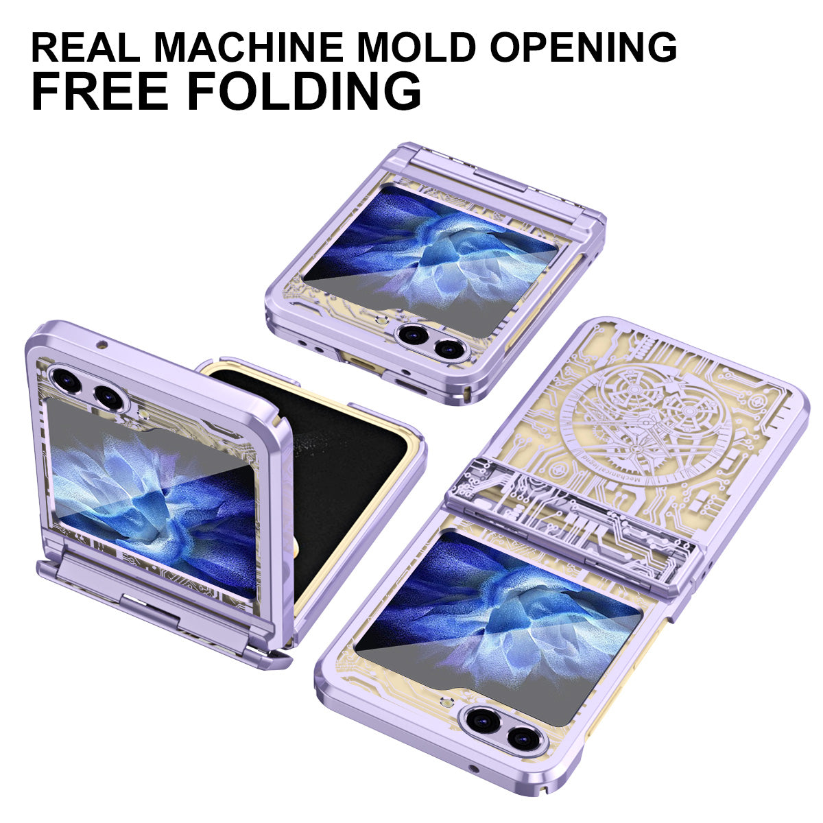 Mechanical Legend Series Hard PC Case for Samsung Galaxy Z Flip5 5G Protective Phone Case Electroplating Cover
