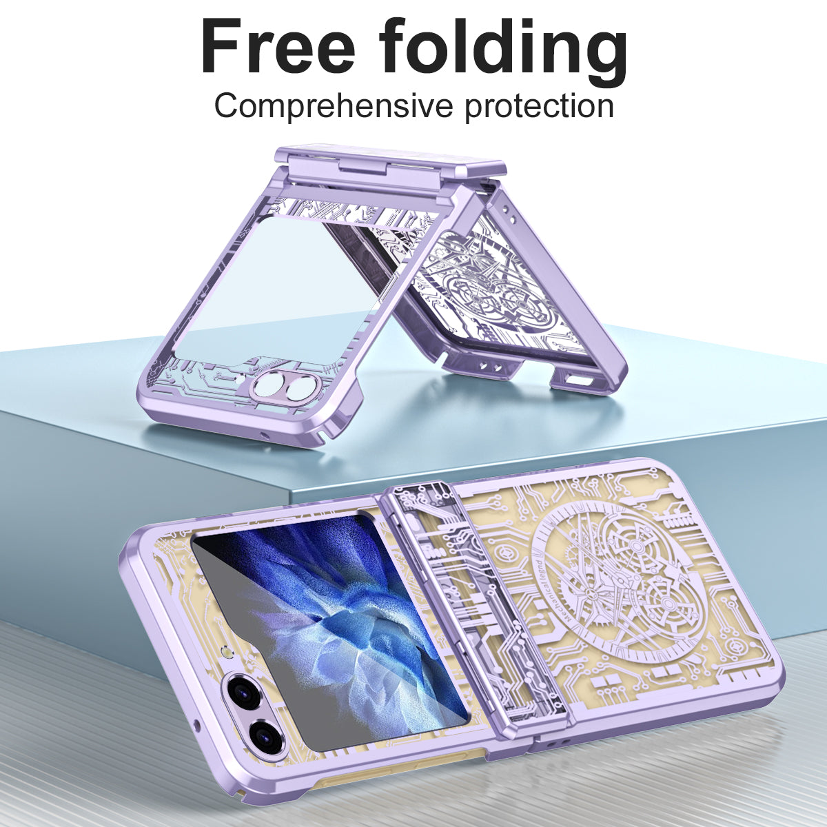 Mechanical Legend Series Hard PC Case for Samsung Galaxy Z Flip5 5G Protective Phone Case Electroplating Cover