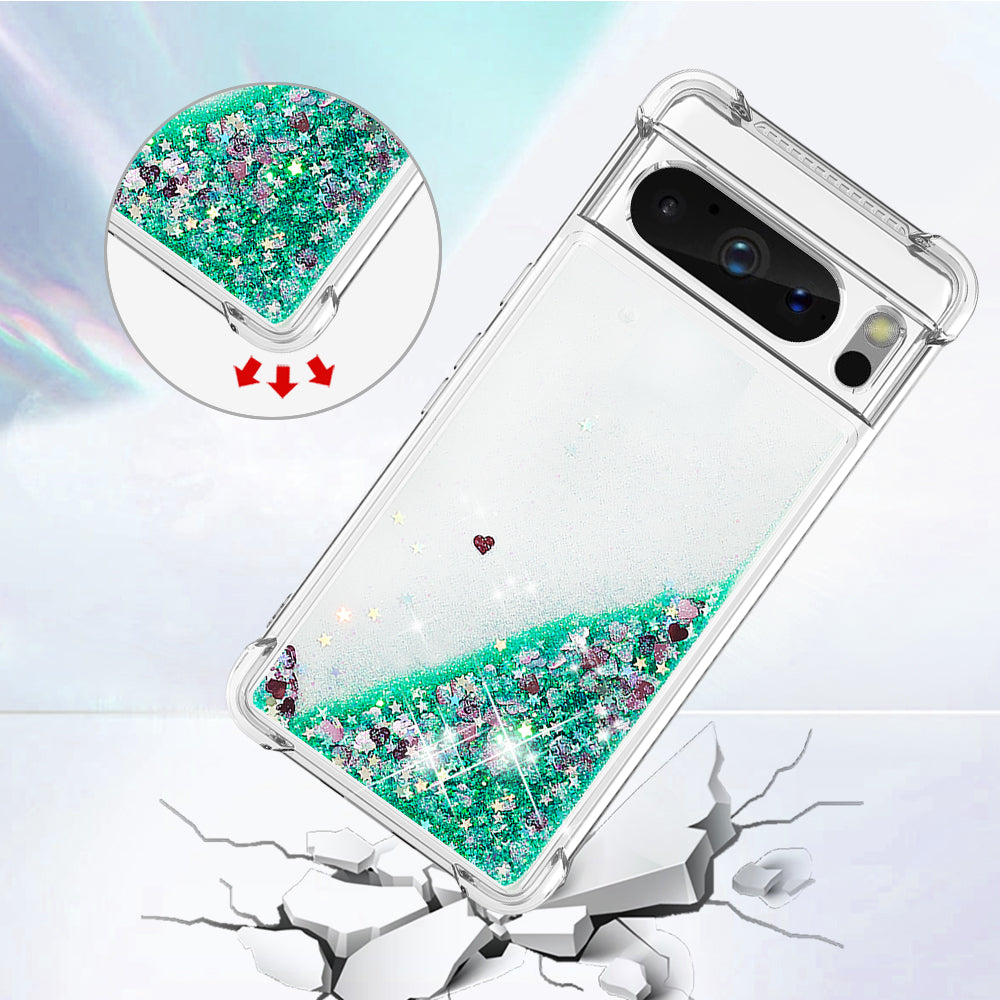 YB Quicksand Series-1 for Google Pixel 8 Pro Glitter Liquid Phone Case Transparent TPU Shockproof Cover